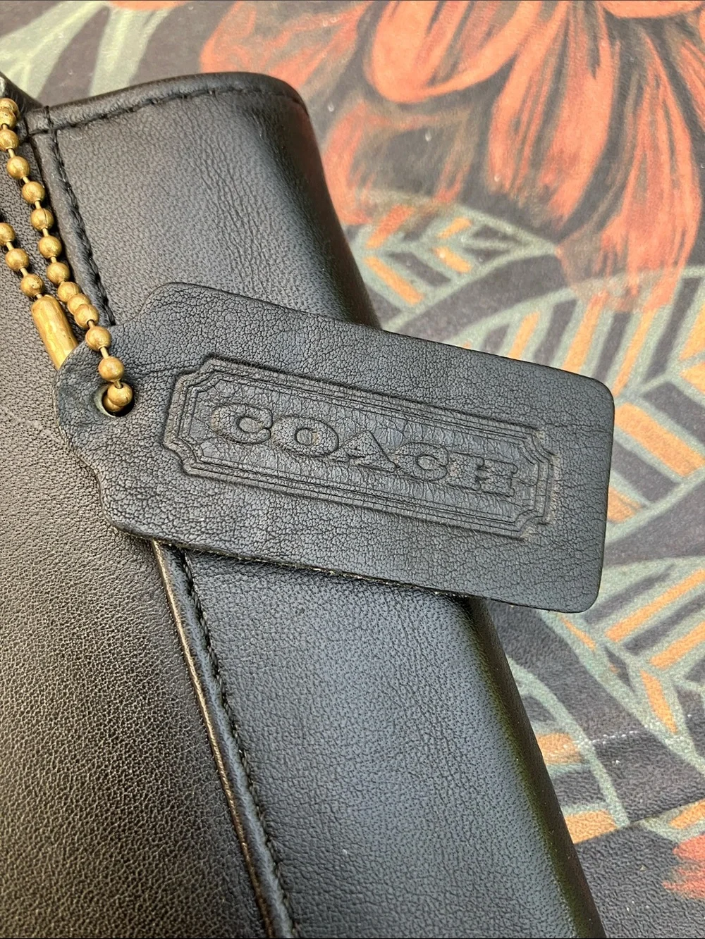 Vintage Coach Black Leather Mens Tie Travel case